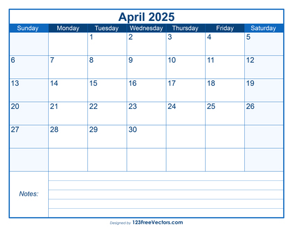Free Printable April 2025 Calendar