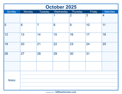 Free Printable October 2025 Calendar