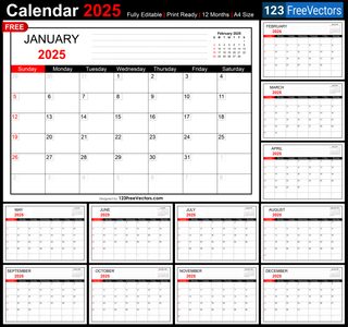 Printable Monthly Calendar 2025