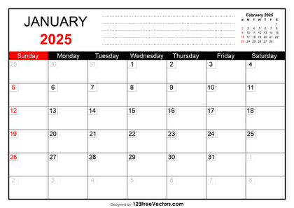January 2025 Printable Calendar
