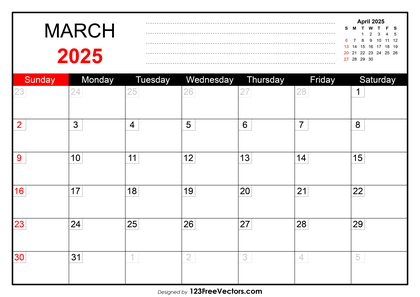 March 2025 Printable Calendar