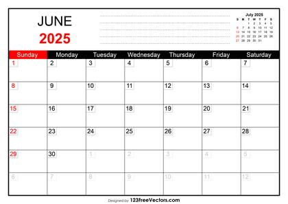 June 2025 Printable Calendar