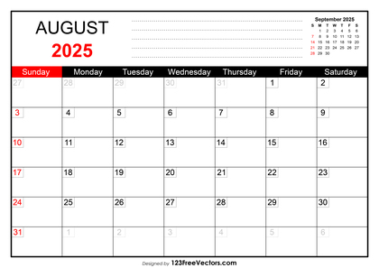August 2025 Printable Calendar