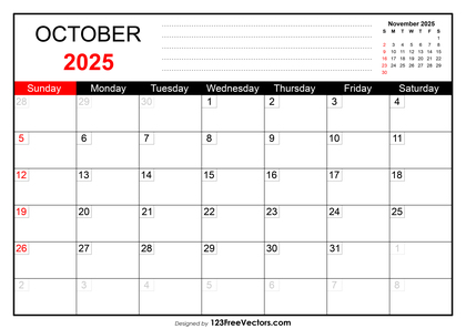 October 2025 Printable Calendar