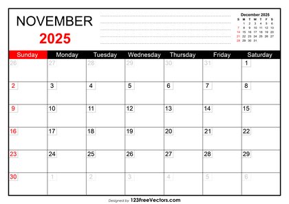 November 2025 Printable Calendar