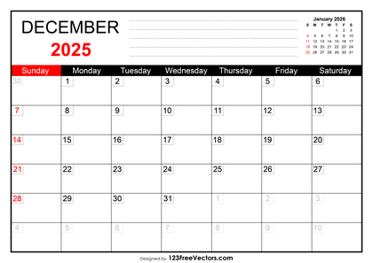 December 2025 Printable Calendar
