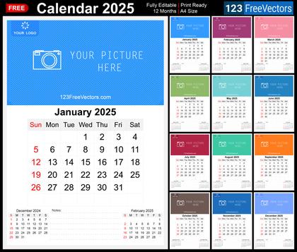 2025 Wall Calendar Template