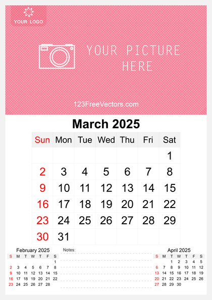 2025 March Wall Calendar Template