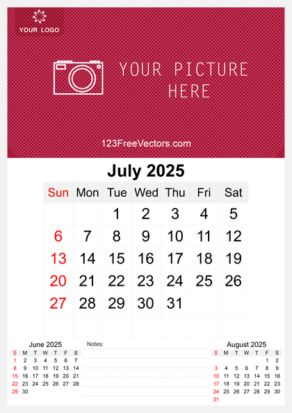 2025 July Wall Calendar Template
