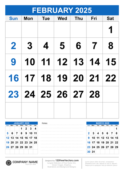 Wall Calendar February 2025