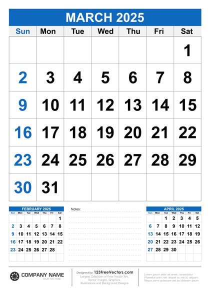 Wall Calendar March 2025