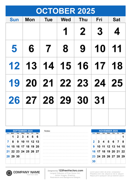 Wall Calendar October 2025