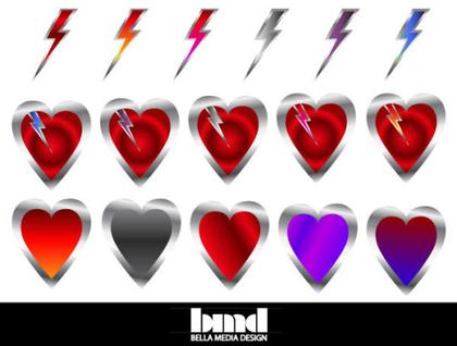 Free Vector Heart with a Lightning Bolt