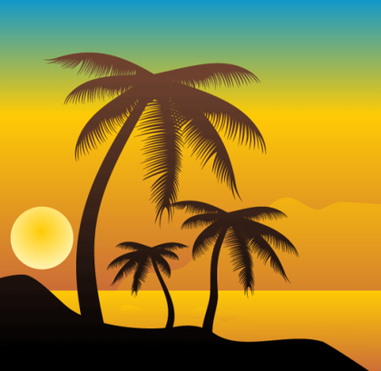 Palm Trees on the Beach Vector