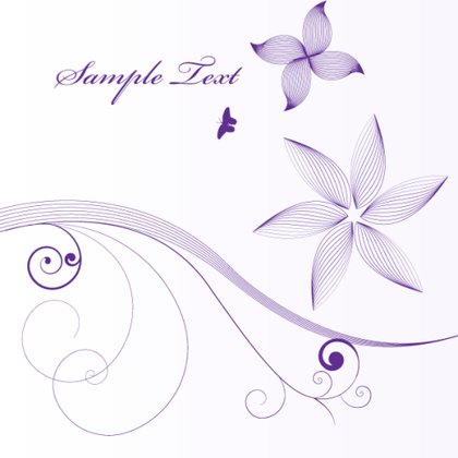 Vector Floral Background with Line Art Flowers