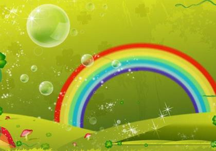 Vector Background Design: Clover Leaf Rainbow Valley