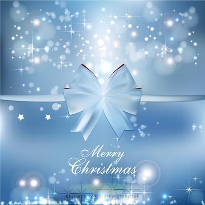 Blue Christmas Background with Gift Bow