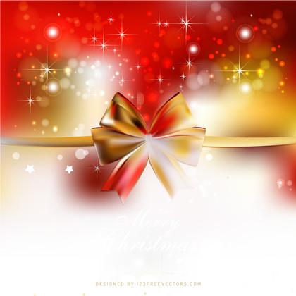 Red Yellow Christmas Background with Gift Bow