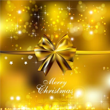 Yellow Christmas Bow Background Template