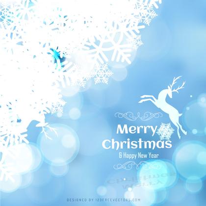 Light Blue Christmas Background with Snowflakes and Reindeer