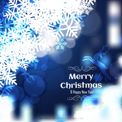 Shiny Christmas Navy Blue Background with Snowflake and Reindeer