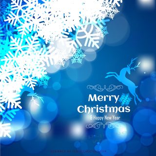 Blue Christmas Background with Snowflake and Reindeer