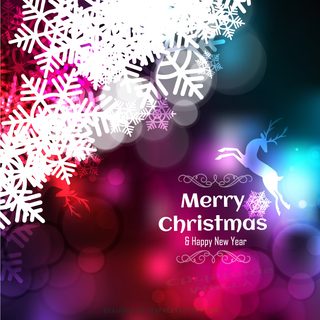 Shiny Christmas Colorful Background with Snowflake and Reindeer