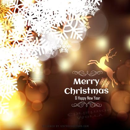 Merry Christmas Dark Color Background with Snowflakes and Reindeer