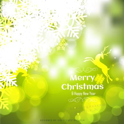 Green Christmas Background with Snowflakes and Reindeer