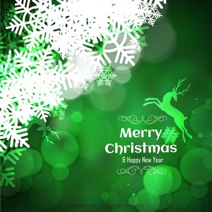 Green Christmas Background with Snowflake and Reindeer