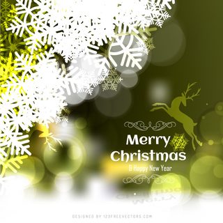 Green Christmas Background with Snowflakes and Reindeer