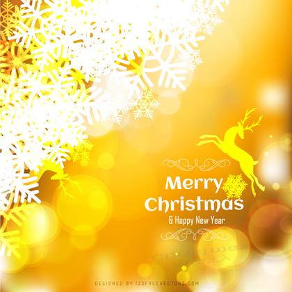 Shiny Christmas Orange Background with Snowflake and Reindeer