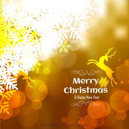 Orange Christmas Background with Snowflake and Reindeer
