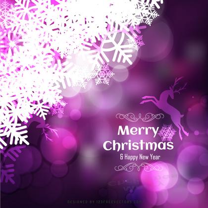 Merry Christmas Dark Purple Background with Snowflakes and Reindeer