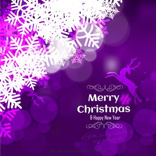 Purple Christmas Background with Snowflake and Reindeer