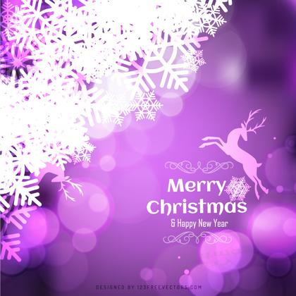 Purple Christmas Background with Snowflakes and Reindeer