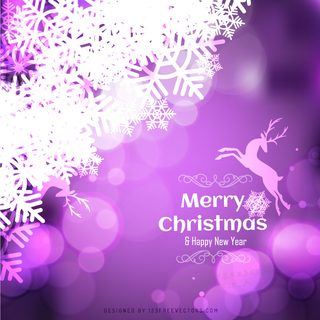 Purple Christmas Background with Snowflakes and Reindeer