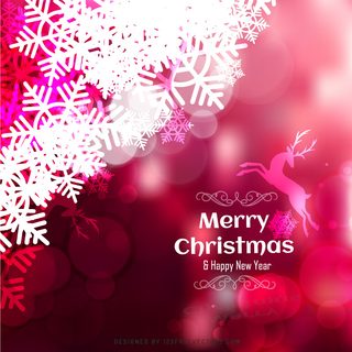 Dark Red Christmas Background with Snowflake and Reindeer