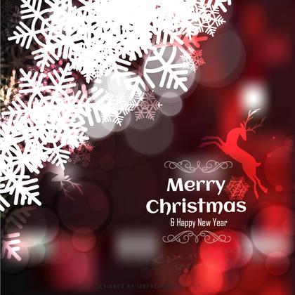 Merry Christmas Red Black Background with Snowflakes and Reindeer