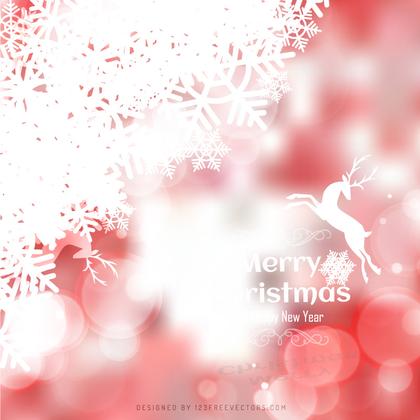 Shiny Christmas Light Red Background with Snowflake and Reindeer