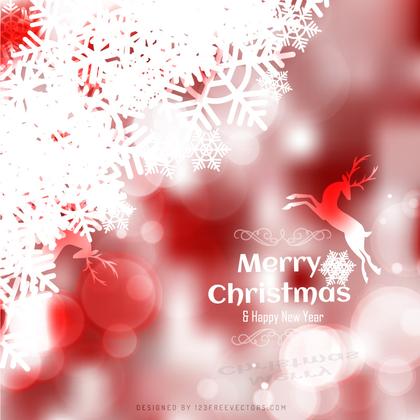 Light Red Christmas Background with Snowflake and Reindeer