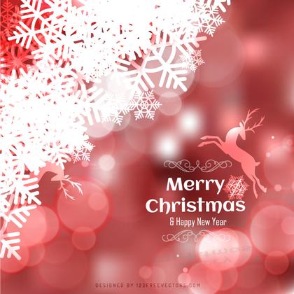 Shiny Christmas Red Background with Snowflake and Reindeer