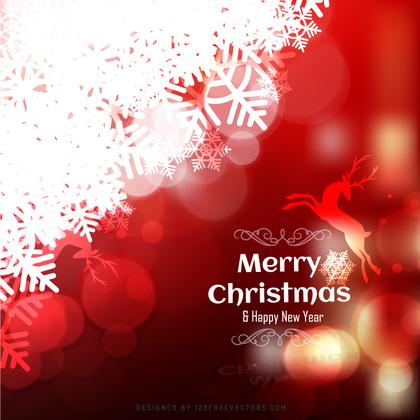 Red Christmas Background with Snowflake and Reindeer
