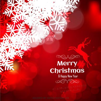 Red Christmas Background with Snowflake and Reindeer