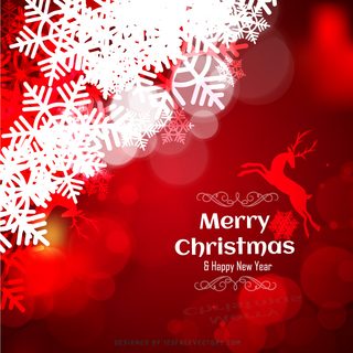 Red Christmas Background with Snowflake and Reindeer