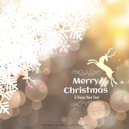 Merry Christmas Background with Snowflakes and Reindeer