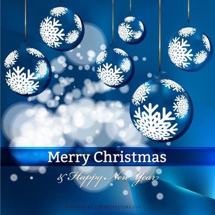 Merry Christmas and Happy New Year Blue Background