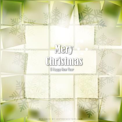 Beige Green Christmas Background with Snowflakes