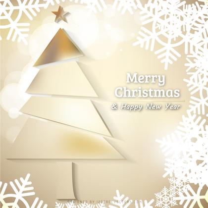 Beige Christmas Tree with Snowflakes Background