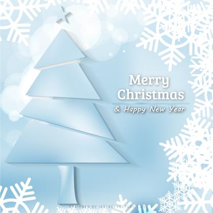 Light Blue Christmas Tree with Snowflakes Background